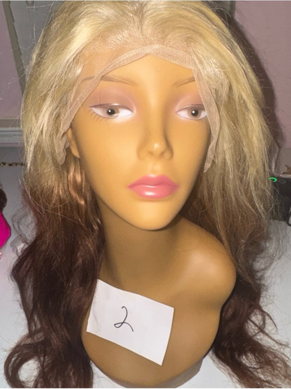 Blonde to Brown Ombre Lace Front Wig - Natural Wave